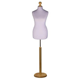 Display Geek Female Dressmakers Dummy Silver Torso with Lightwood Round Base Stand